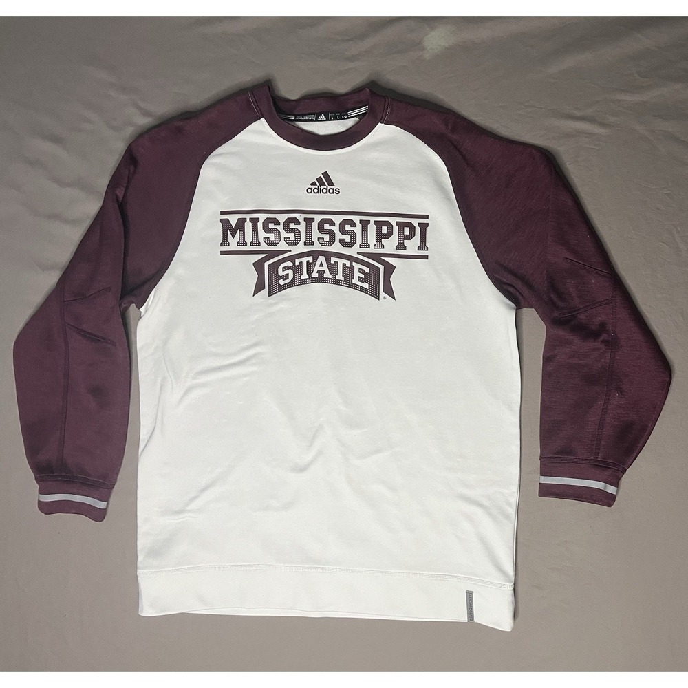 Adidas Mississippi State Bulldogs Sweatshirt Mens SZ Large Maroon White Football
